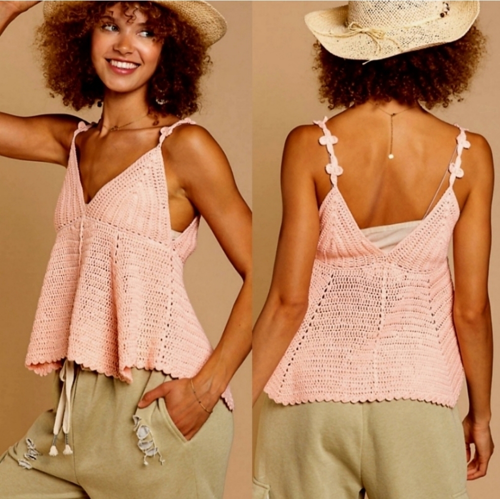 Pink Crochet Women’s Top